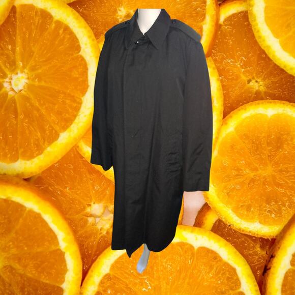 Men's Black 80's Acrylic Back Slit Removable Liners All Weather Coat Size 40R - Picture 9 of 9